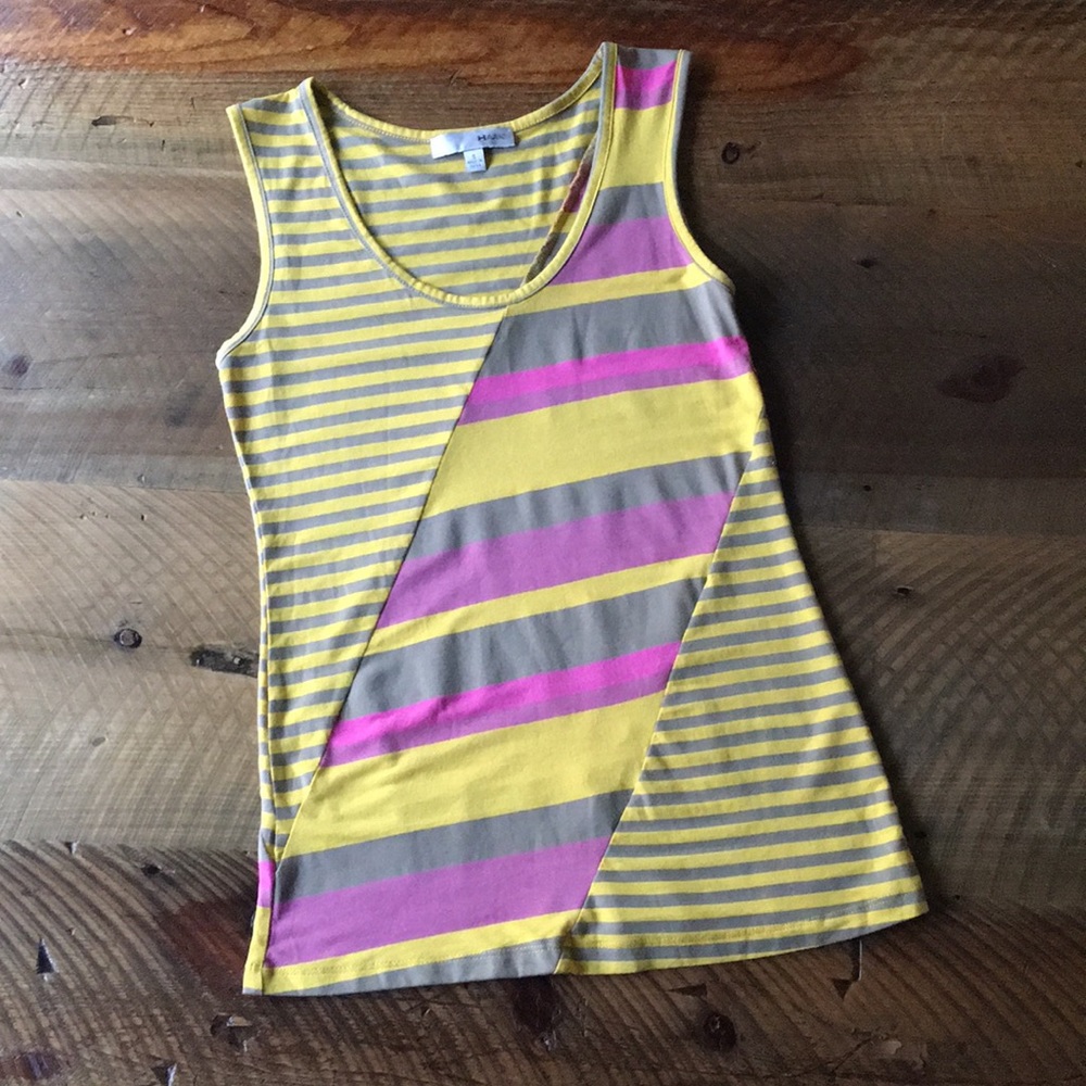 HAANI Scoop Neck Fitted Striped Tank, size Small